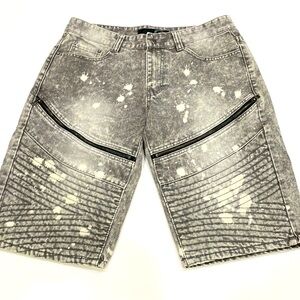 H&M denim Moto shorts 34 gray bleached distressed